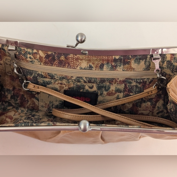 Vintage HOBO International Tan Leather Framed Convertible Clutch Shoulder Bag - Picture 8 of 16